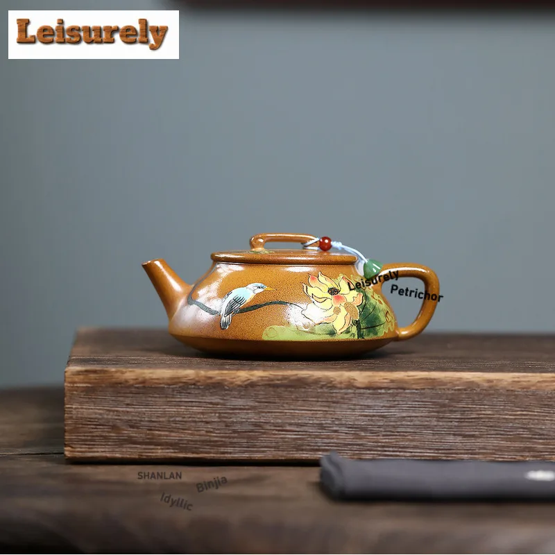 200ml Luxury Yixing Purple Clay Teapots Handmade Lotus Pot Raw Ore Wood-fired Porcelain Mud Kettle With Strainer Zisha Tea Set