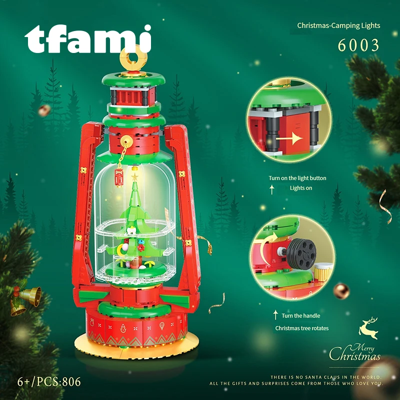 

TFAMI Christmas Tree Camping Lights Model Mini Build Blocks Toys Ornaments DIY Assemble Bricks For Children Toys Christmas Gifts