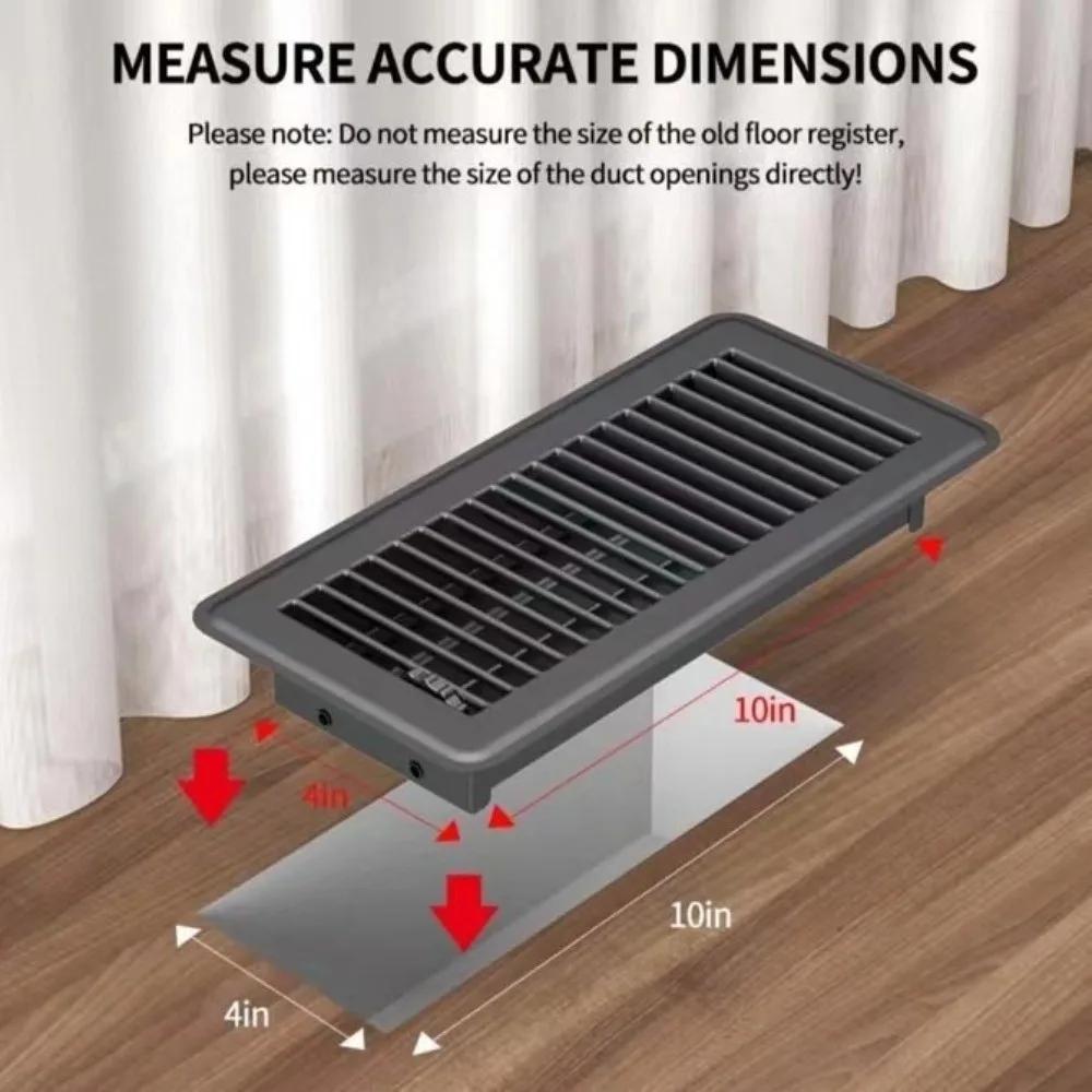 Metal Floor Register Cover High-efficiency 4*10 Inch Heavy Duty Vent Grille Rust-proof Air Cover Central Conditioner Grille