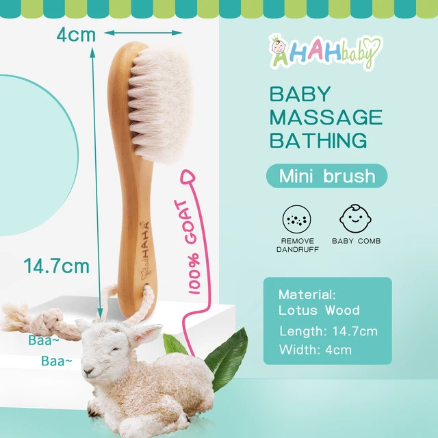 Baby Hair Brush And Comb Set for Newborn Massage Bath Shower Custom Logo Comb For Hair Mini Baby Brush Wooden Hair Brush for Kid goat brush with rope