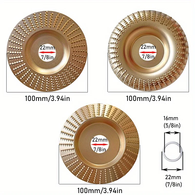 1pc Woodworking Carving Wheel Polishing Wheel Versatile Sanding Disc Wood Shaping Tool Abrasive Disc 22mm inner diameter