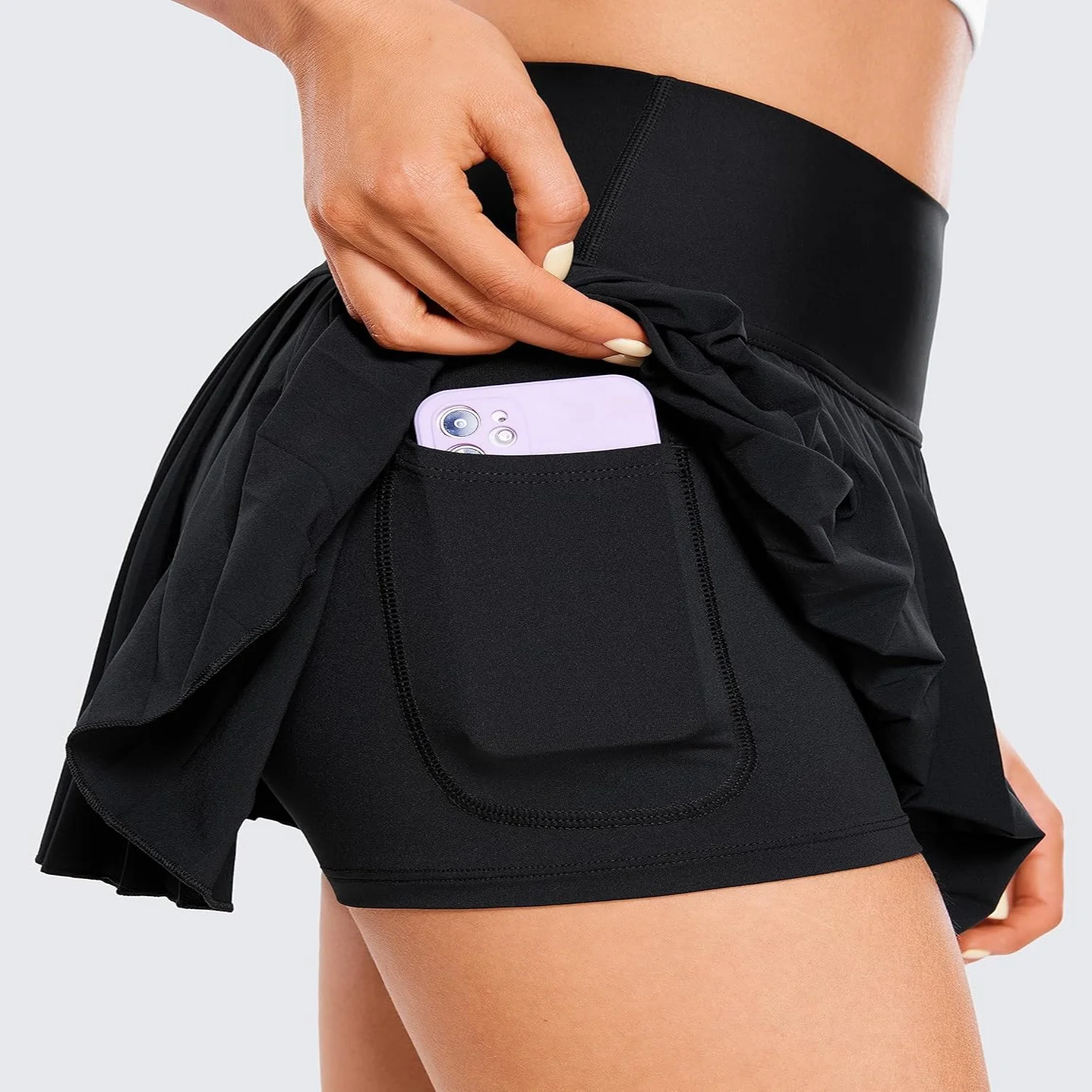 Women's High Waisted Pleated Tennis Skirts with Pockets Tummy Control Casual Liner Skorts Line Workout Golf Skirts