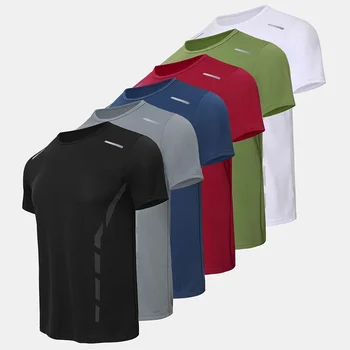 T-shirt casual sportiva allentata a maniche corte traspirante ad asciugatura rapida stampata da uomo estiva Scelta multicolore