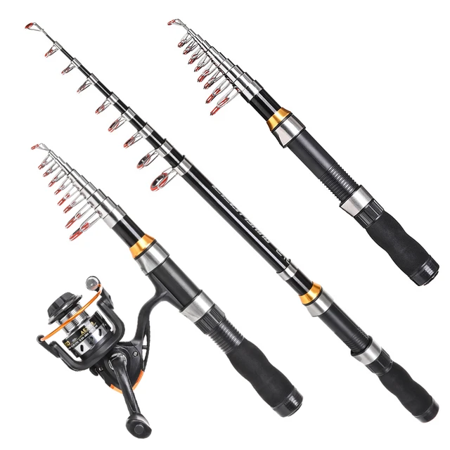 Portable Fishing Rod and Reel Combo Telescopic Fishing Rod Spinning Reel  Set Fishing Line Lures Hooks Barrel Swivels - AliExpress