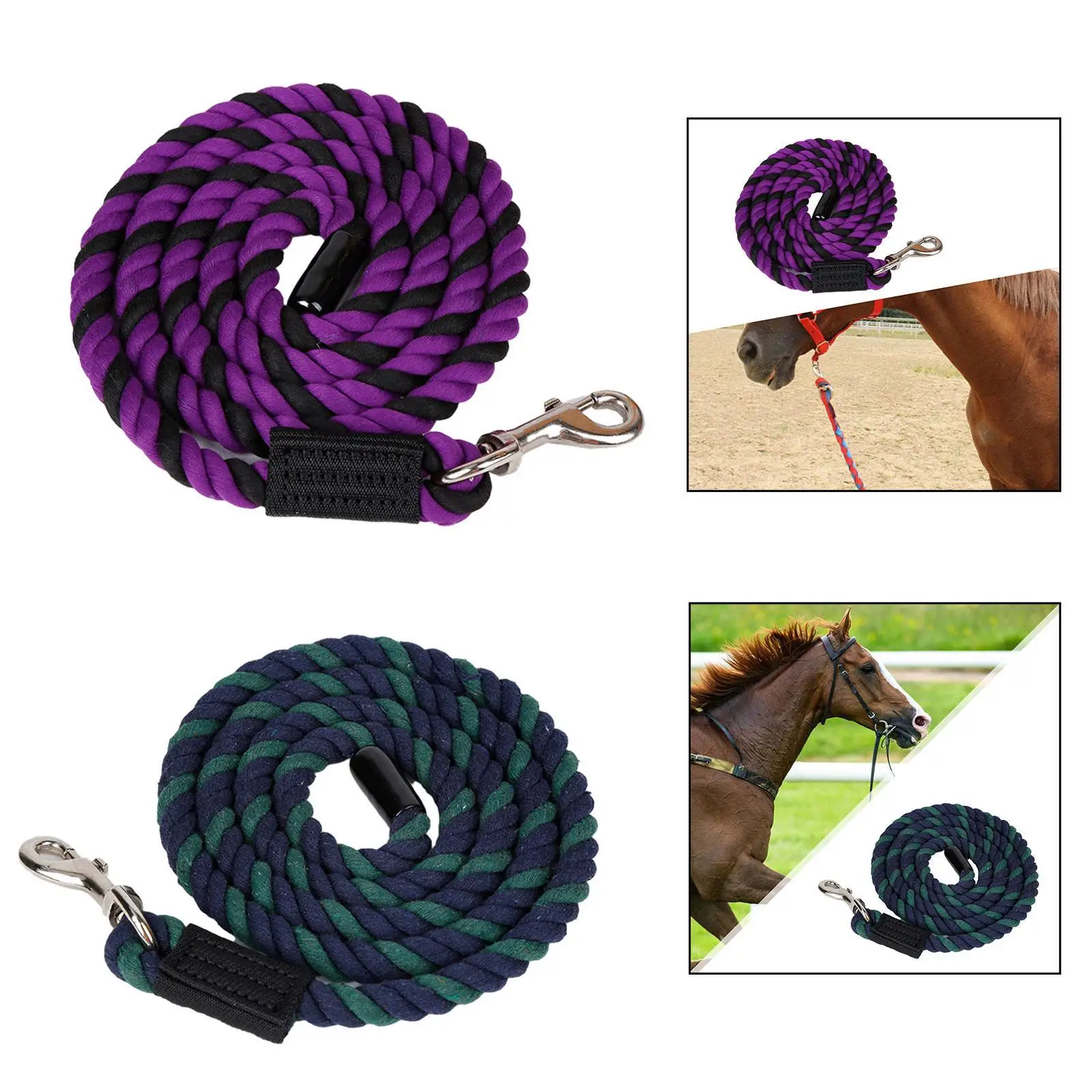 Horse Lead Rope Rein Halter Rope Cord Horse Leash Rope for Dog, Sheep, Pet Heavy Duty with Swivel Bolt Snap Equestrian Equipment