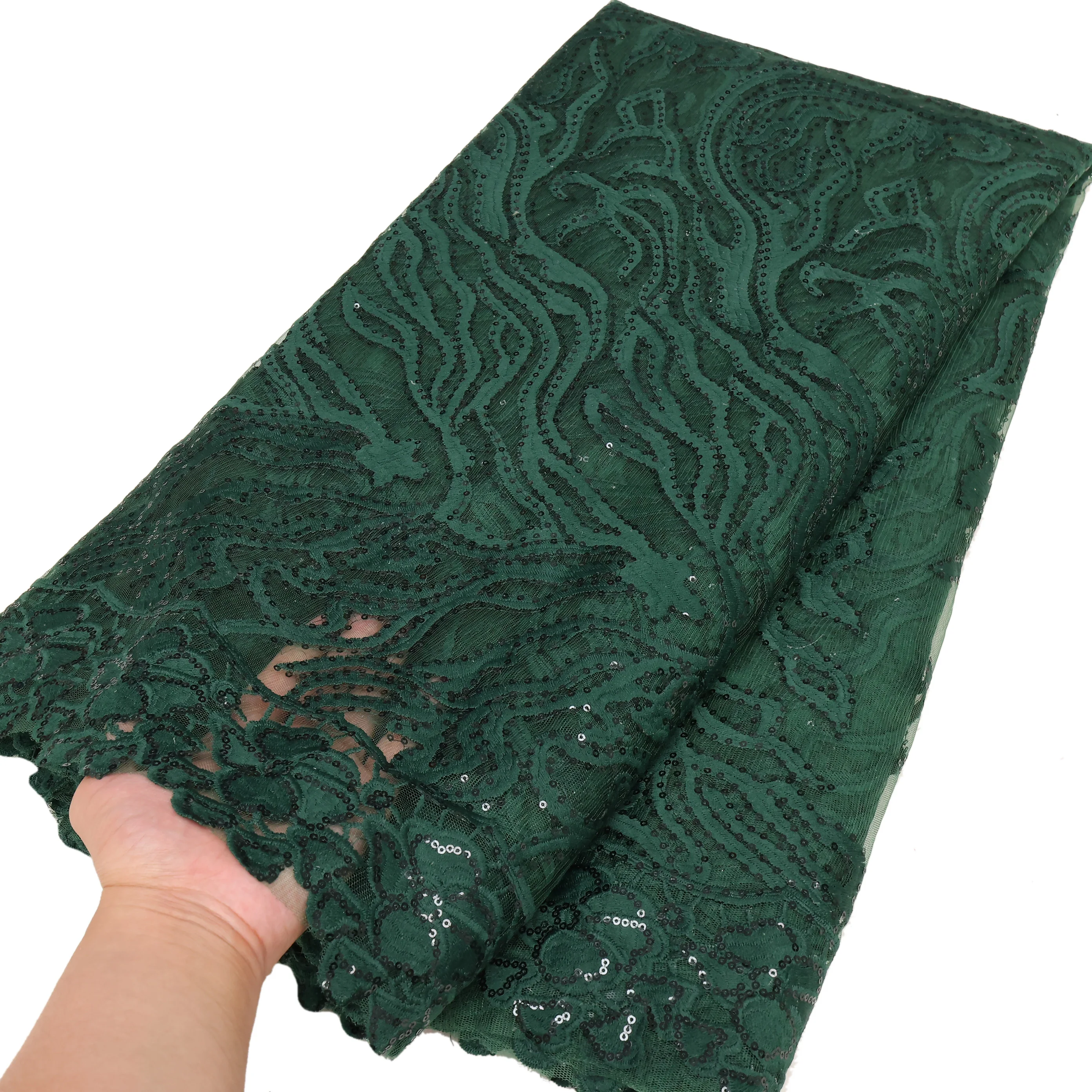 green-african-lace-fabric-5-yards-sequins-tulle-milk-slik-nigerian-french-lace-material-for-sewing-wedding-party-dress-ly3118