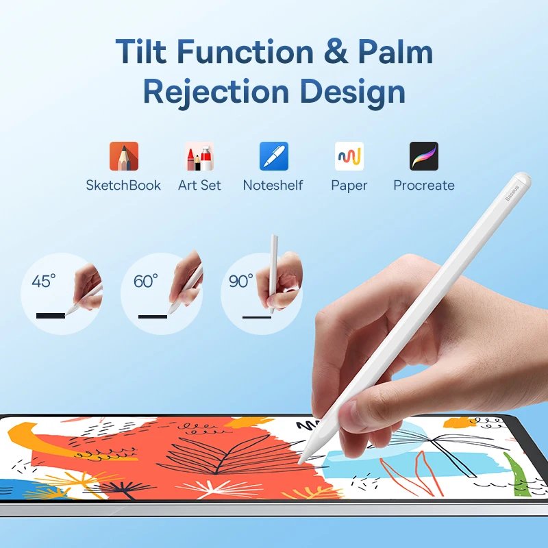 Baseus-caneta Stylus para Ipad Apple Pencil 2nd Gen Bluetooth Magnético Carregamento sem Fio Inclinação Sensível Palm Rejeição - Imagem 2