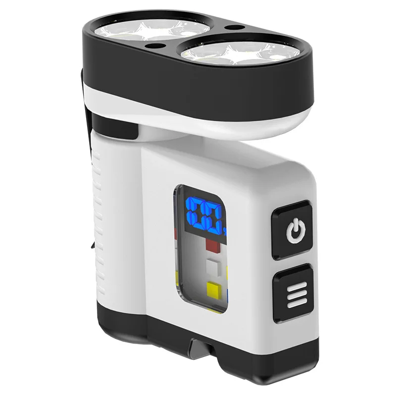 10LED 미니 손전등 USB 충전 디지털 디스플레이 빨강/파랑 경고 휴대용 자석 작업등 야외용