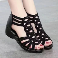 Sandales Romaines en Cuir Souple à Semelle Souple pour Femme, Chaussures d'Extérieur à Semelle Compensée, Mode Décontractée, Styliste, Nouvelle Collection Été 1