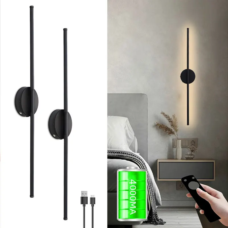 Indoor Dimmable Touch Switch LED Wall Lamps Type C USB 50cm 78cm Wireless Rechargeable Battery LED Wall Sconce Lights