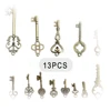 13pcs Vintage Antique Old Brass Skeleton Alloy Keys Lot Cabinet Barrel Lock Hand Sanitzer Holder Key Chain Home Decor 5