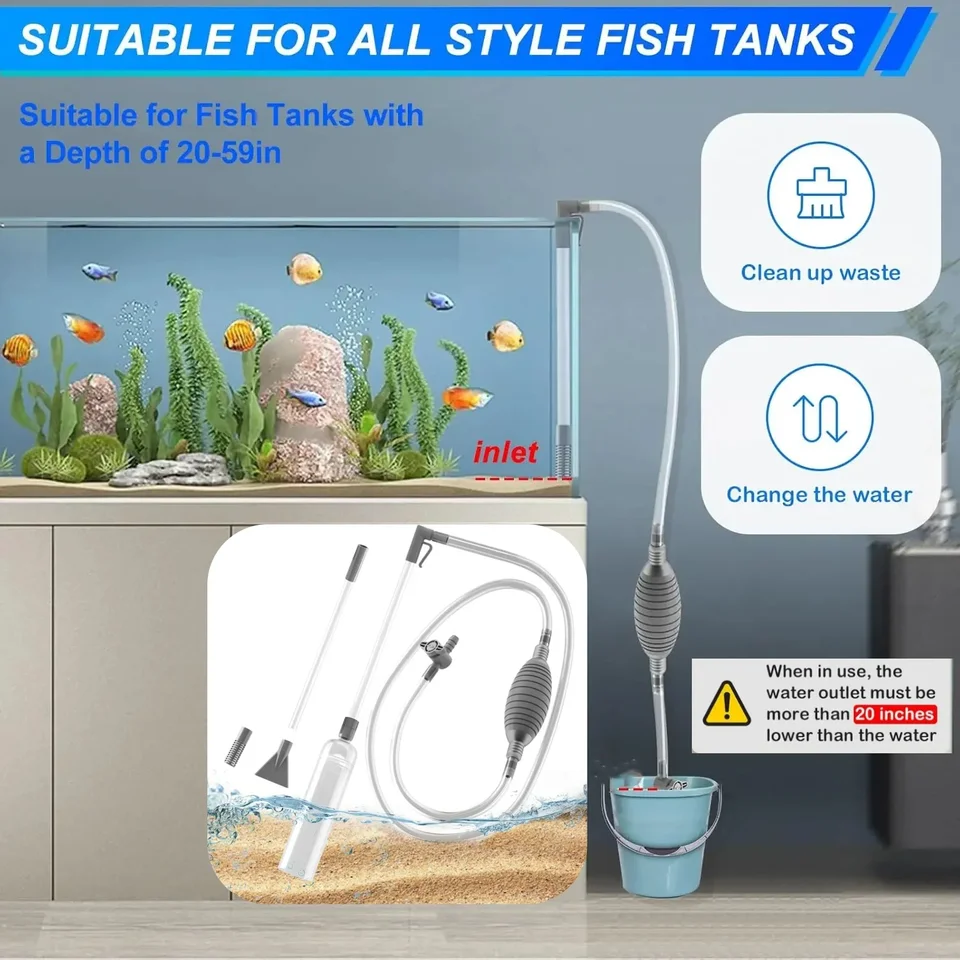 Sifone Per Acquario Con Pompa A Mano – Pulizia Ghiaia E Cambio Acqua Facile E Sicuro - 4