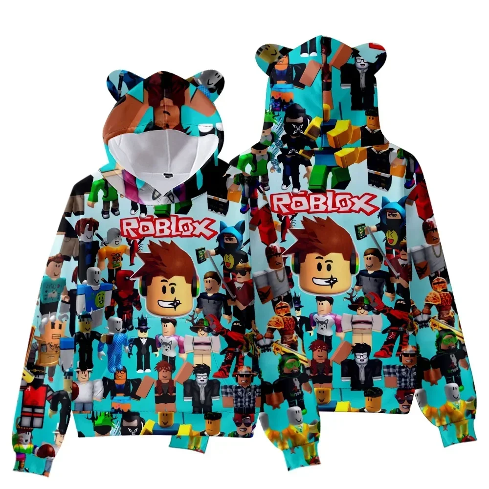 

ROBLOX Children's Clothing Cat Ear Hooded Digital Printed Hooded Sweatshirt for Children Tiny Cottons Kids Winter Cosplay