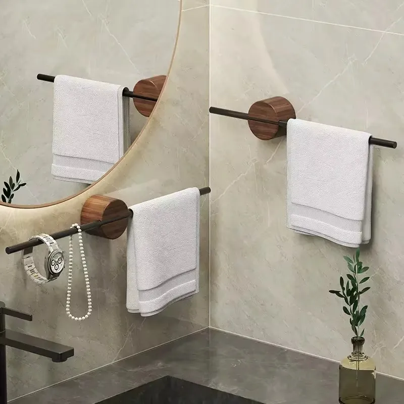 Towel Rack 40/50cm Wood Wall Hanging Bar Bathroom