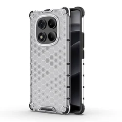 Translucent Honeycomb Design Shockproof Military Armor Case - Hybrid Protective Cover for Redmi Note 14 Pro 4G (Global) (Clear Sliver)