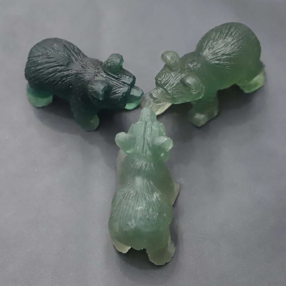 1Pcs Natural Stone Carved Bear Animal Ornaments Fluorite Crystal Quartz Stone Crafts Handmade Figurine Home Decoration Wholesale