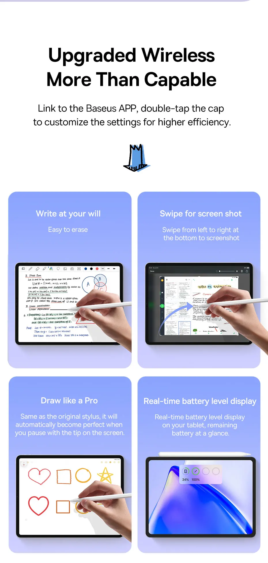 Gen, Bluetooth, magnético, carregamento sem fio, Inclinação sensível, Palm Rejeição
