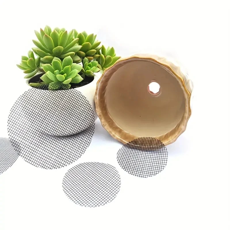 Accessoire Rempotage Plante 10 Grilles De Drainage Carrées 5x5cm - Pour Pots De Fleurs Et Bonsaï (noir) Filet Trous Pots Fleurs