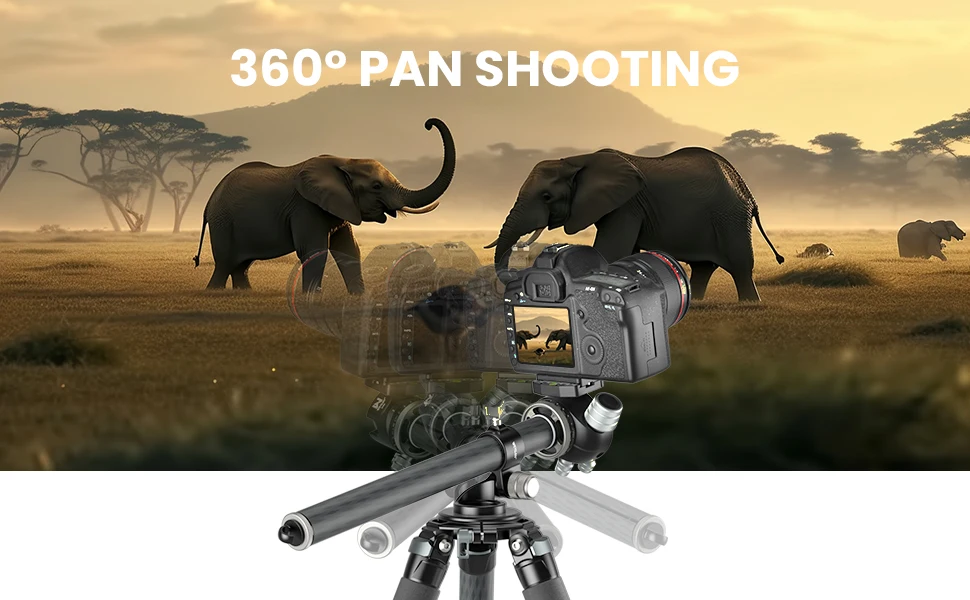 TZ8 Professional Tripod Horizontal Center Column Carbon Fiber Tripod Extension 4