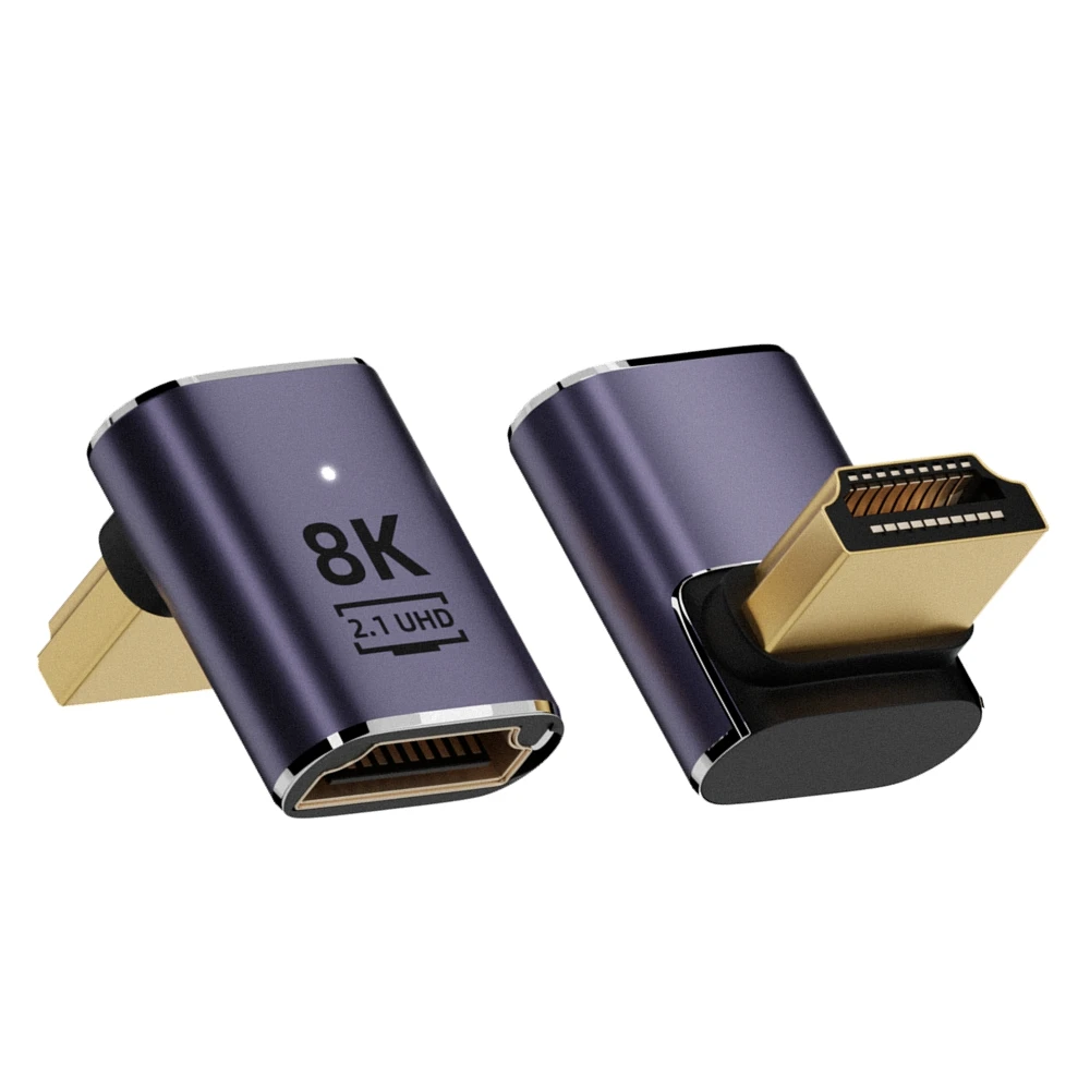 8K HD-Compatible Extender Adapter 90&deg; Plug to Female Converter 4K 120Hz UHD 2.1 Elbow for HDTV PS4 PS5 Laptop