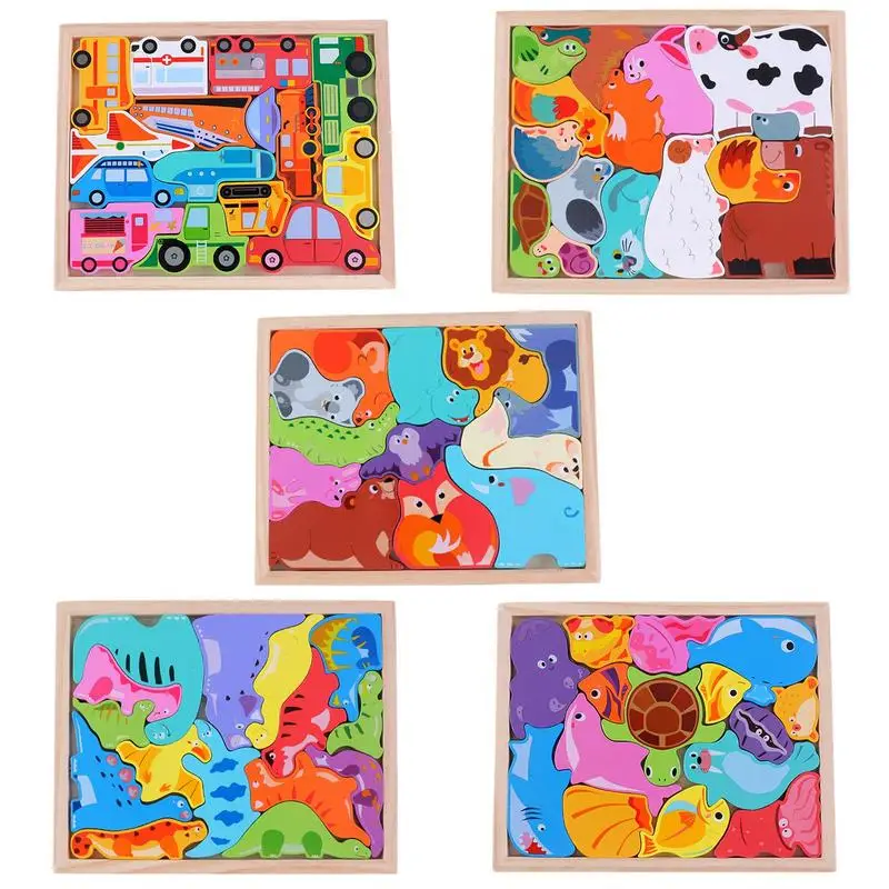 

Wooden Toddler Puzzles Colorful Jigsaw Montessori Toy Educational Wood Puzzle Fine Motor Skill Early Learning Game Gift For Boys