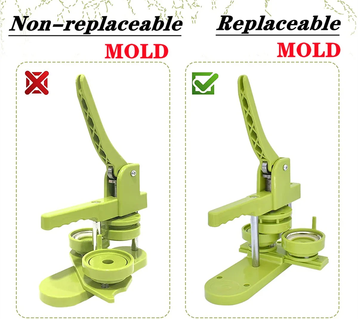 Button Maker Machine 100pcs Metal Button&Circle Cutter&Pictures&Gasket Badge Punch Press Machine