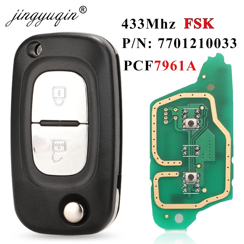 Jingyuqin 433 MHz FSK PCF7961A ID46 Flip Remote Key Für Renault Clio III Clio 3 Kangoo Master Modus Twingo 2006-2016 7701210033