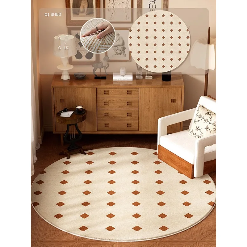Retro Simple Living Room Carpet Square Line Art Design Round Bedroom Rug Home Decoration Sofa Coffee Table Mat 러그 Ковер Alfombra