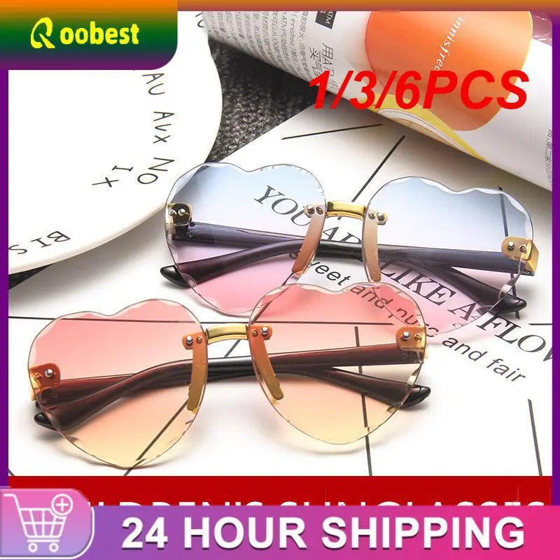 

1/3/6PCS Heart Cute Sunglasses Kids Sunglasses Child Sun Glasses Round Loving Baby Children Trend Sport Mini Glasses For Beach 7