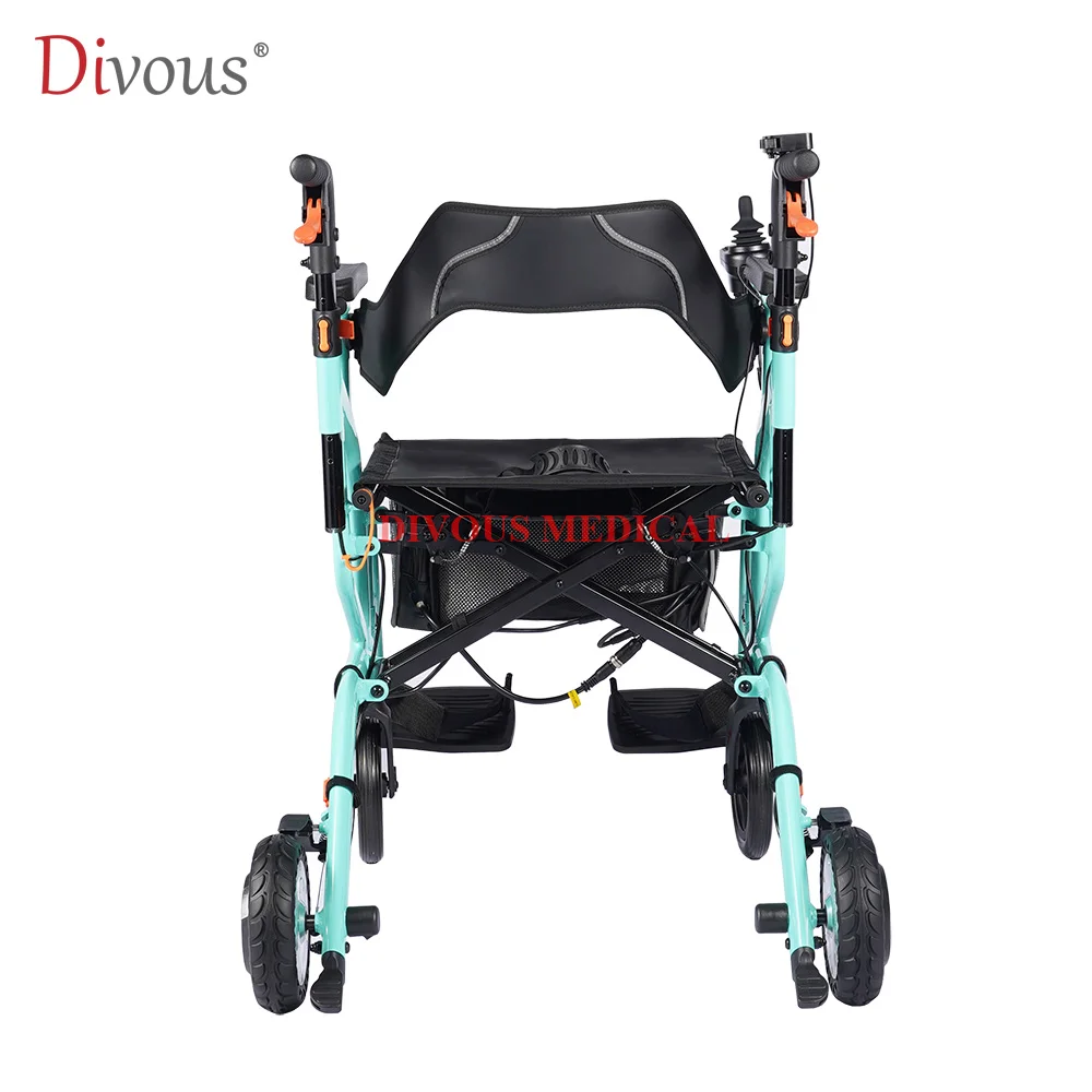 Health Care Multifunctional Lightweight Folding 4-Wheel Electric Wheelchair Elderly Outdoor Trolley Electric Rollator Walker