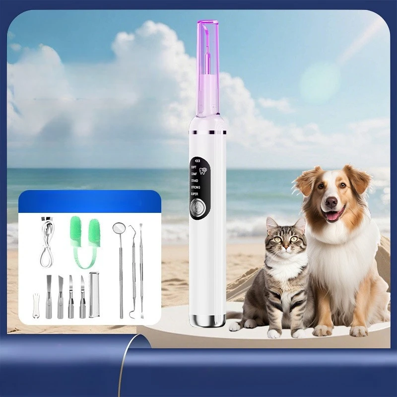 Pet Dog Dental Calculus Remover Pet Ultrasonic Scrubber Dog Tooth Flusher Oral Cleaning Device Cat Sonic Luxury Clean Supplies