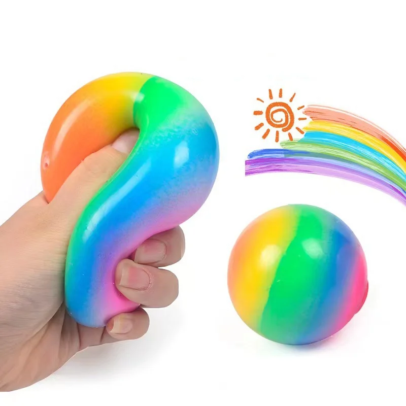Creative Gradient Rainbow Flour Stress Relief Ball Toys Squeeze Slow Rebound Prank Ball for Kids Finger Training Toy Ball Gifts - Bilde 2