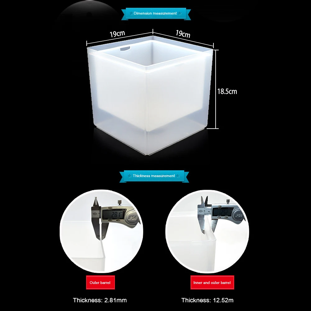 LED Ice Bucket RGB Colorful Cooler Bucket Double Layer Square Ice Tray Bar Nightclub Light Up Champagne Whiskey Beer