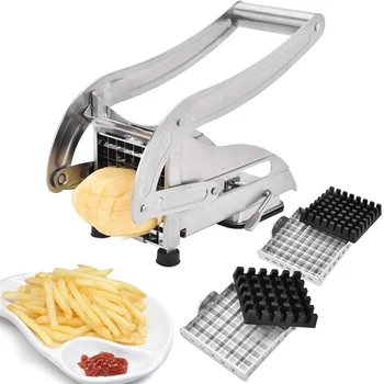 Trancheuse à bande en acier inoxydable pour frites et chips, coupe-frites avec 2 hachoirs sphpopularité, machine à chips, outil exécutif