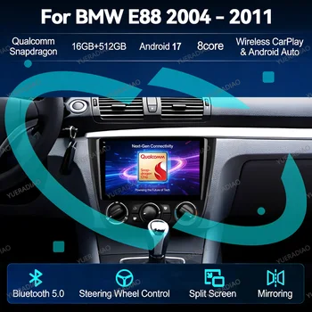 Autoradio Android 17 per BMW Serie 1 E87 E81 E82 E88 2004-2011 GPS NAVI Carplay & Android Auto DVD 2K QLED