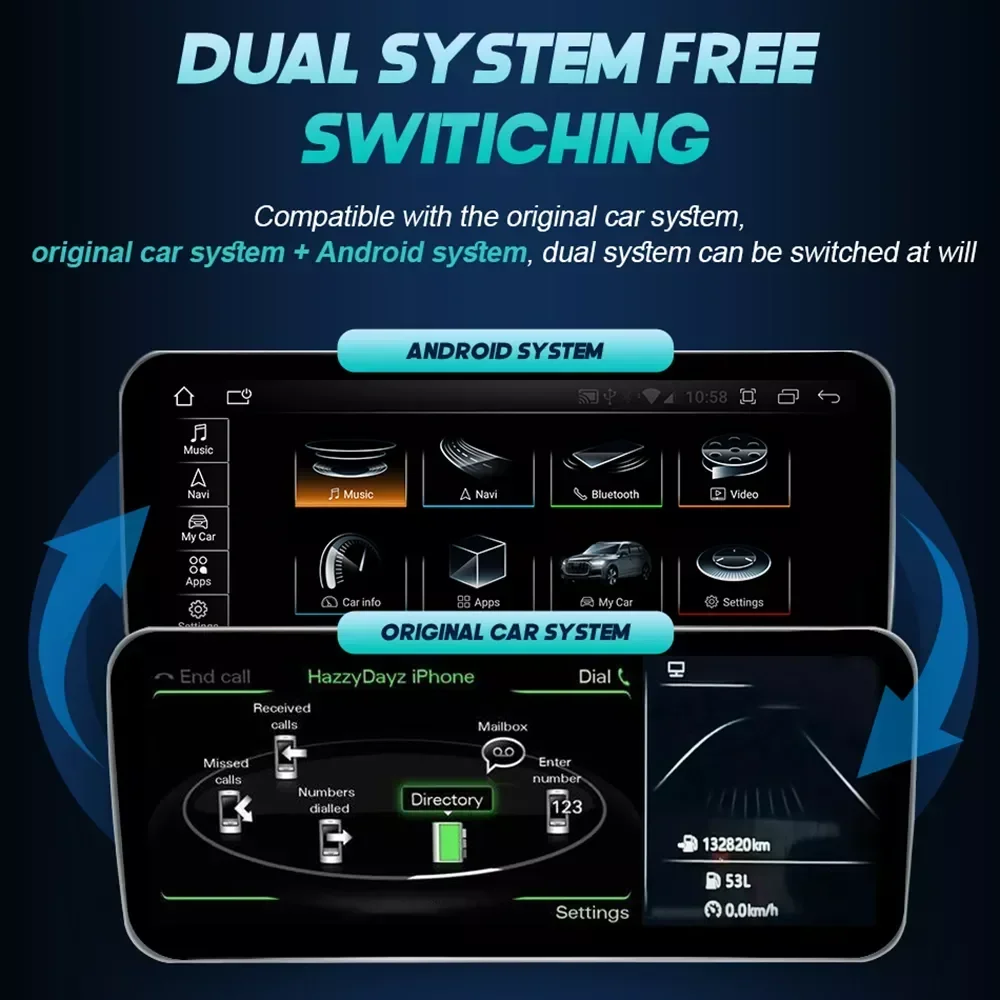 Schermo touch screen wireless da 7 pollici con Carplay e Android Auto per Audi A6 C6 4F Q7 4L, autoradio multimediale con sistema Linux. - Image 5