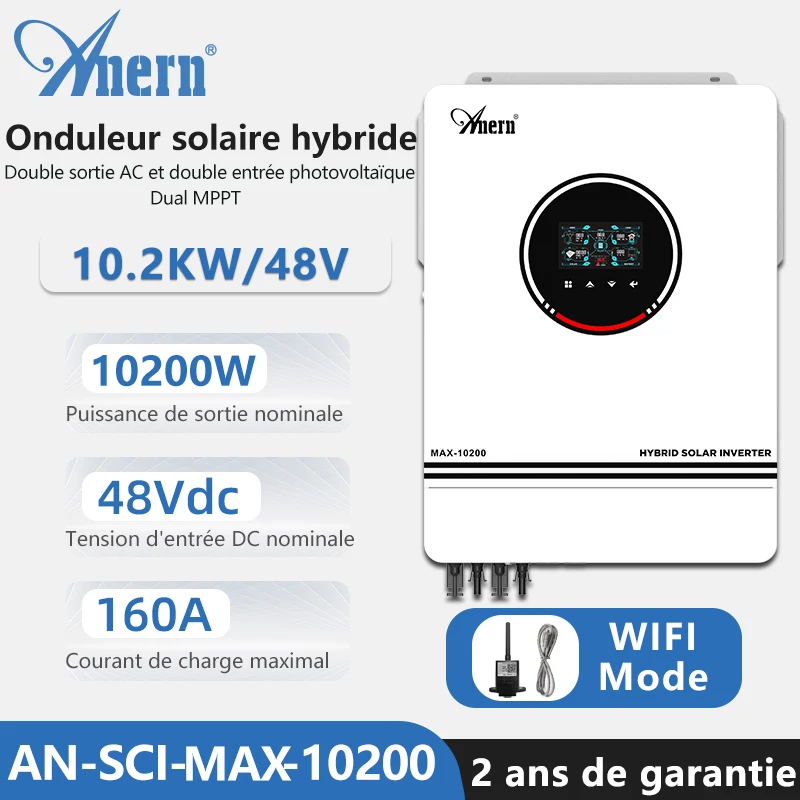 Y&H Onduleur Solaire Hybride 2200 W DC12 V Vers AC230 V, Onduleur Sinusoïdal Pur Indépendant Du Réseau Avec Chargeur Solaire MPPT 80 A + Chargeur AC, Entrée Max PV 2000 W DC55-450