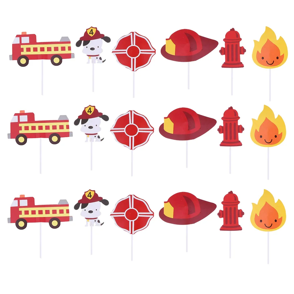 

18pcs Fireman Birthday Cupcake Toppers Fire Truck Firefighter Theme Party Cake Decorations Kids Birthday Decor