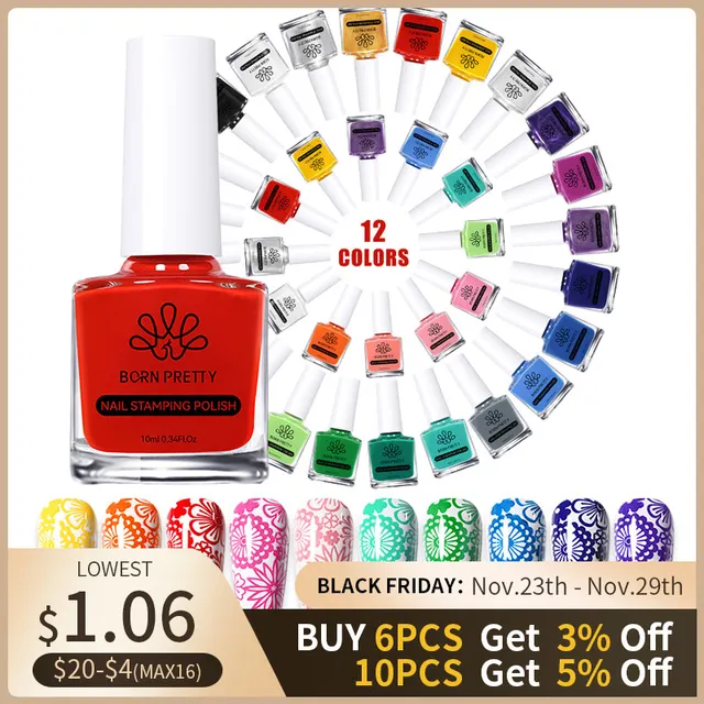 BORN PRETTY 10ml 25 Colors Nail Stamping Polish: Perfect for Creative Nail Art