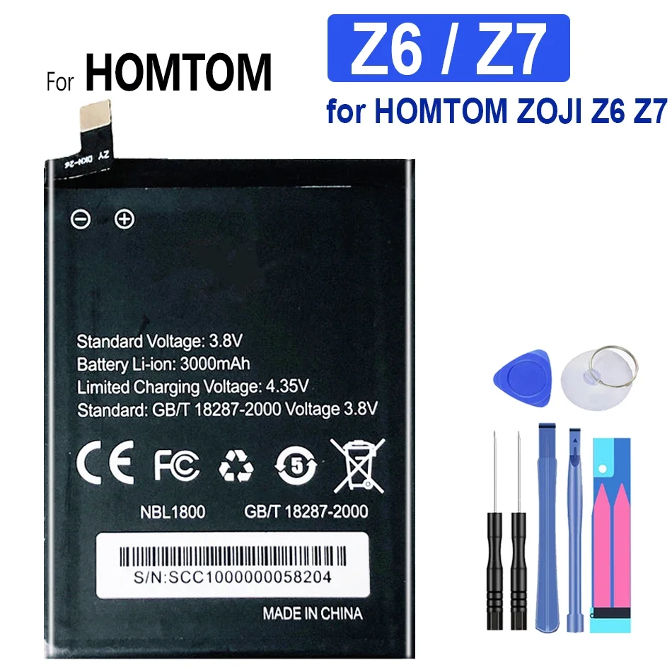 

Replacement Battery for HOMTOM ZOJI Z6 and Z7 Smart Phone, 3000mAh, 100% New