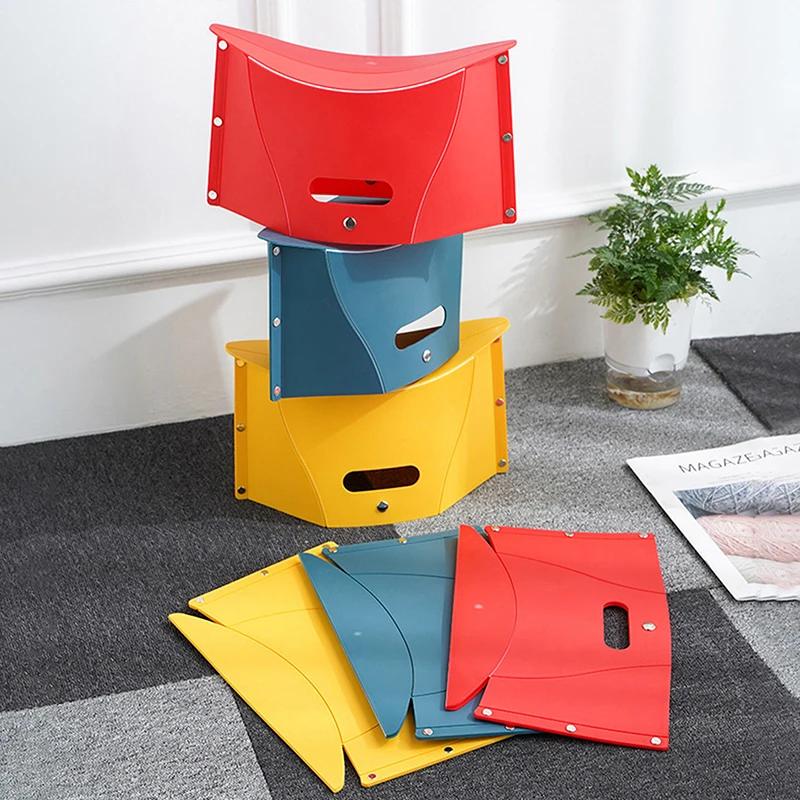 1PC Space-saving Bright-colored Simple Design Collapsible Portable Stool For Camping Storage Stool Storage Folding Chair