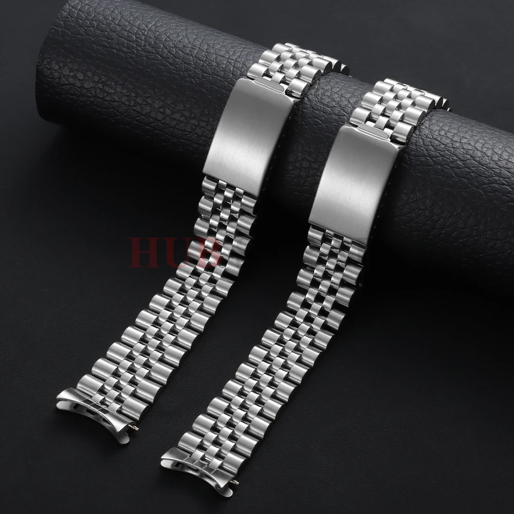 Elegant Solid Stainless Steel Watch Band - Sport & Business Bracelet with Curve End