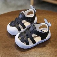 Cut-outs Newborn Shoes Toddler Girl Sandals 2024 Summer Baby Cirb Shoes Boy Black White Pink Cute Baby Girl Bunny Sandals E02221 3