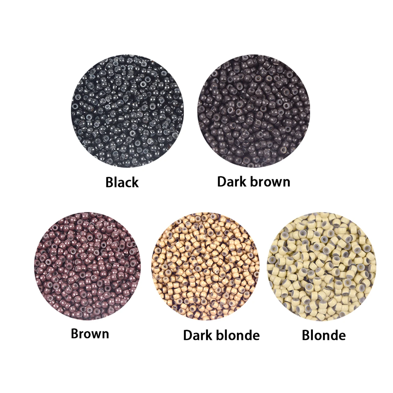 200개 3.0mm 마이크로 링 비즈, 실리콘 라이닝 헤어 비즈가 있는 구리 나노 링, 인모 연장용