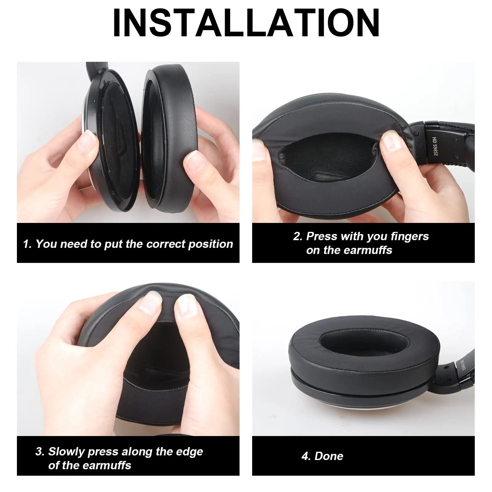 Cooling-Gel Replacement Earpads Cushions for Sennheiser HD598/HD558/HD599/HD569/HD579/HD515/HD555/HD560s/HD518 Headphones