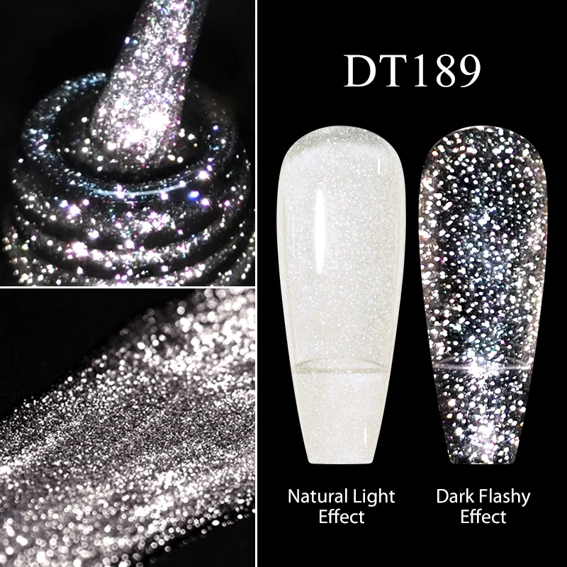 MEET ACROSS 7ml Translucency Reflective Gel Nail Polish Reflective Glitter Semi Permanent Soak Off UV Gel Nail Art Varnish 2