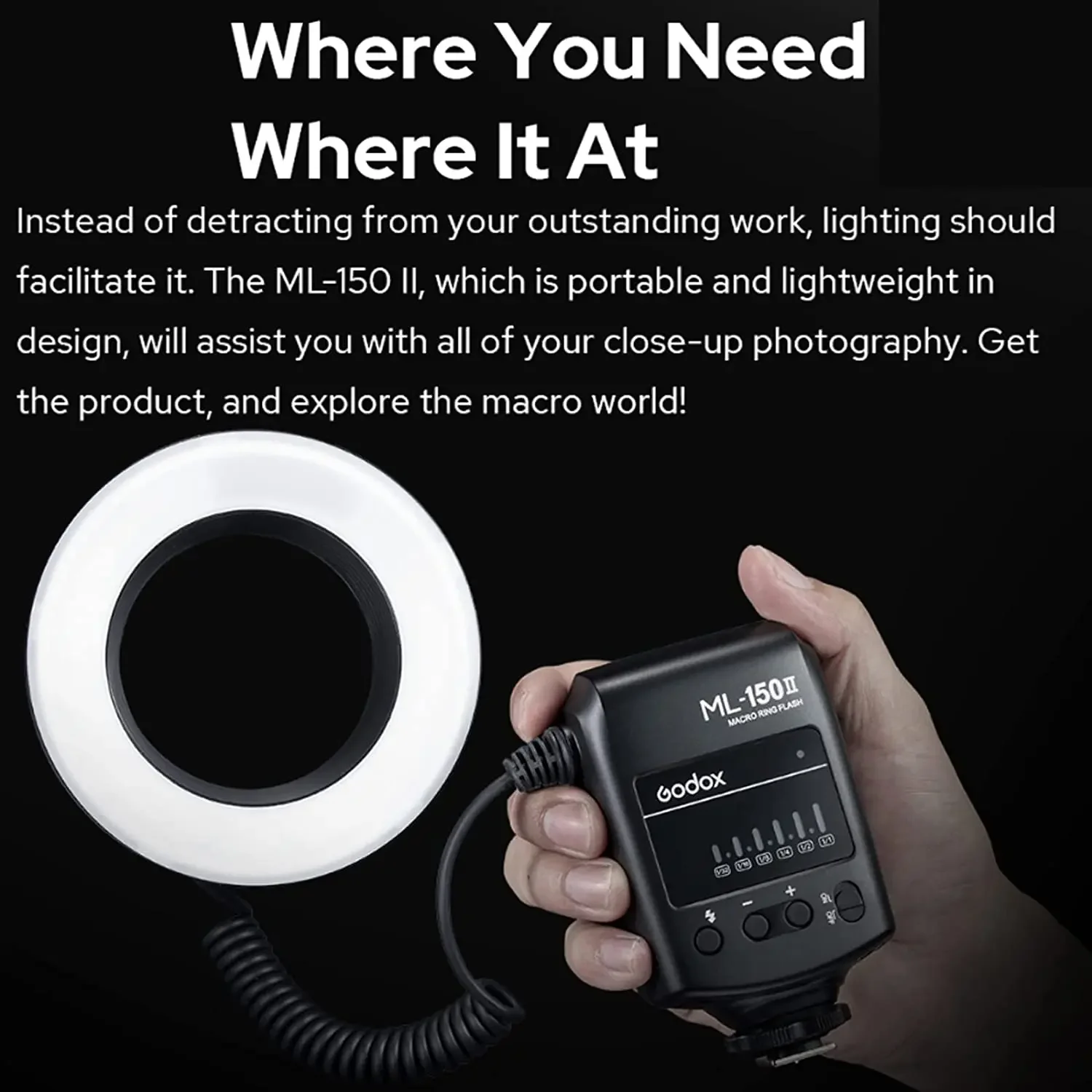 Godox ML-150II ML150II Macro LED Ring Flash Speedlite GN12 5800K&plusmn;200K for Sony Canon Nikon Fuji Olympus Panasonic DSLR Cameras