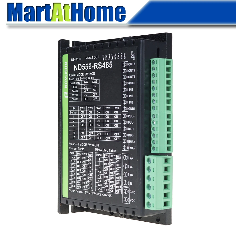Máximo de Entrada do Motorista Nd556-rs485 do Motor Deslizante do Cnc 12v 48 48v dc Saída até 1mhz Apoio Pulso Controle de Direção 5.6a