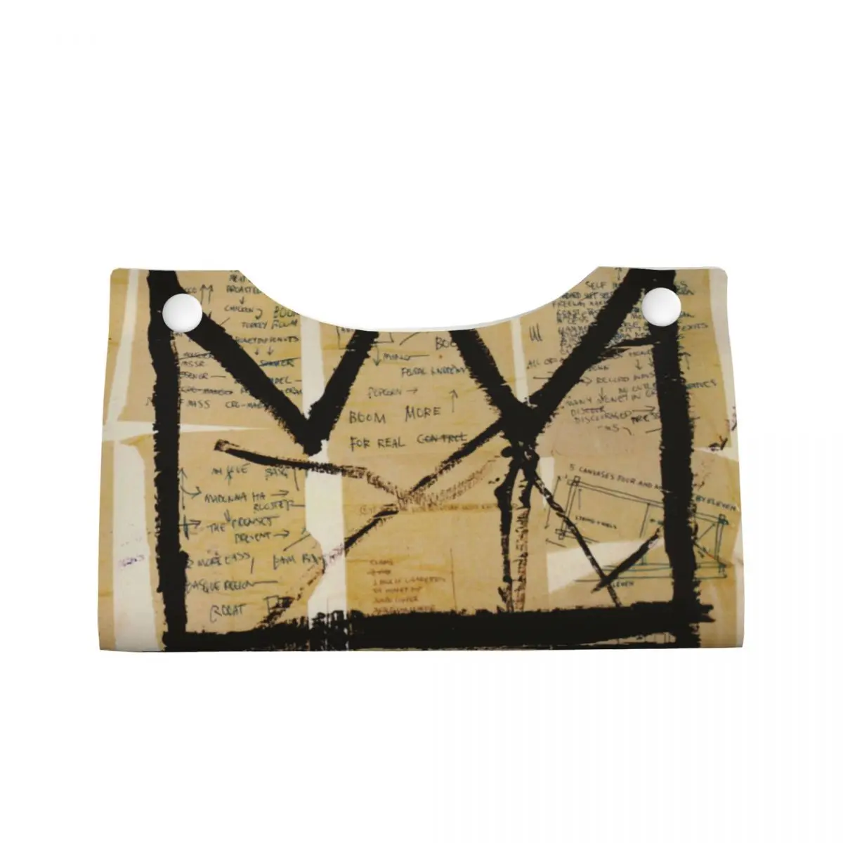 Custom Crown By Jean Michel Basquiats Tissue Box Cover Rectangular PU Leather Graffiti Art Facial Tissues Holder for Home 2