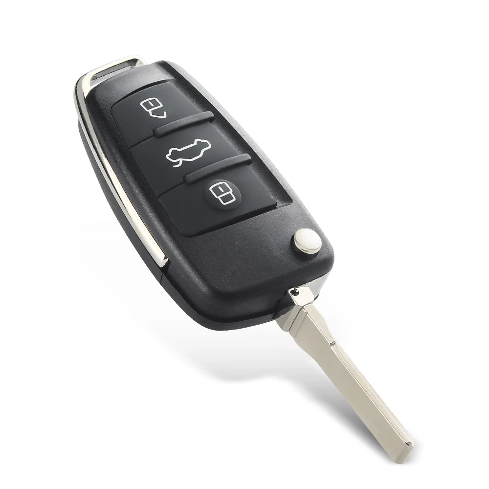KEYYOU Folding Car Key Shell For Audi TT Q3 A8 A6 c5 c6 A4 b6 b7 A3 3 Buttons HU66 Uncut Blank Auto Case